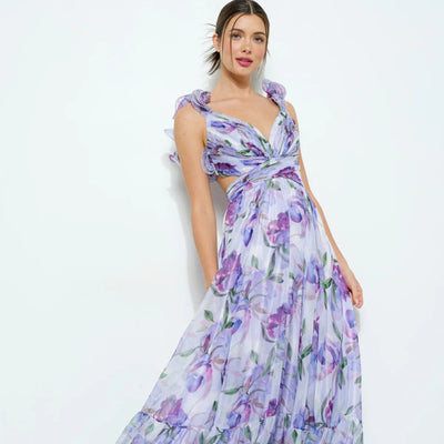 Lowiena™ | Lange jurk met bloemenprint en open rug