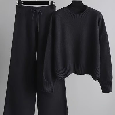 Fien™ | Gebreide Trui en Brede Pantalon Set