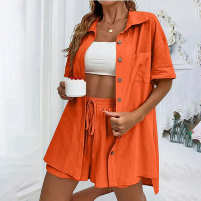 Manou™ | Luchtig Dames Set met Knoopblouse en Short