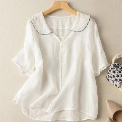 Maaike™ | Elegante Blouse met Knopen en Golvende Kraag