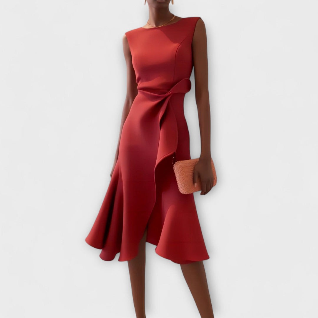 Cornelia™ | Geplooide Asymmetrische Midi-jurk