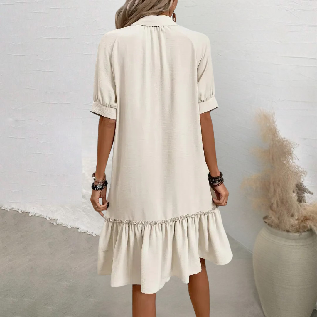 Willemijn™ | Knopsluiting Ruffle Hem Jurk