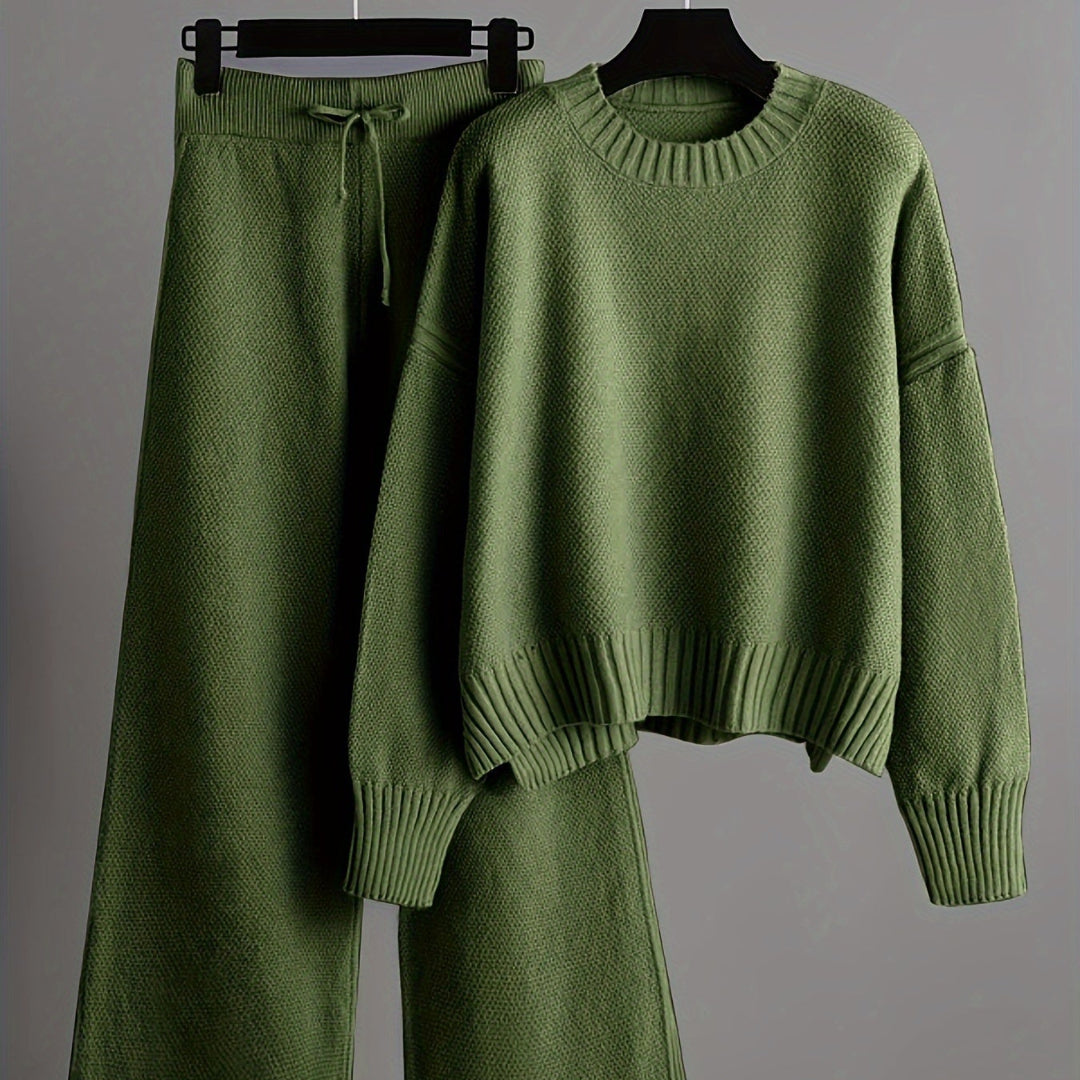 Fien™ | Gebreide Trui en Brede Pantalon Set