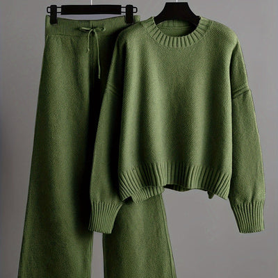 Fien™ | Gebreide Trui en Brede Pantalon Set