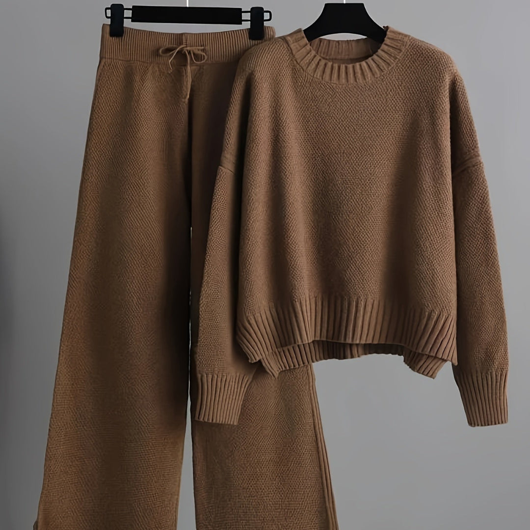 Fien™ | Gebreide Trui en Brede Pantalon Set