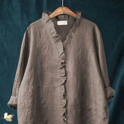 Mieke™ | Casual Shirt met Volants van Katoen en Linnen