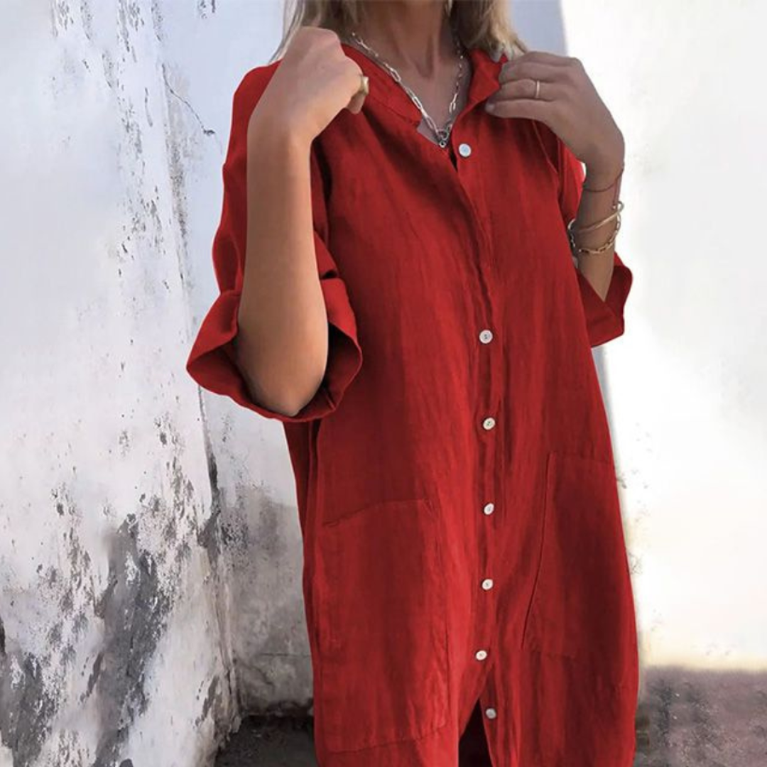 Sanne™ | Relaxte Ibiza-Inspiratie Overhemdjurk
