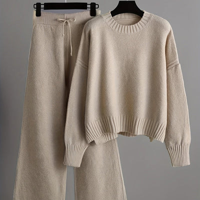 Fien™ | Gebreide Trui en Brede Pantalon Set