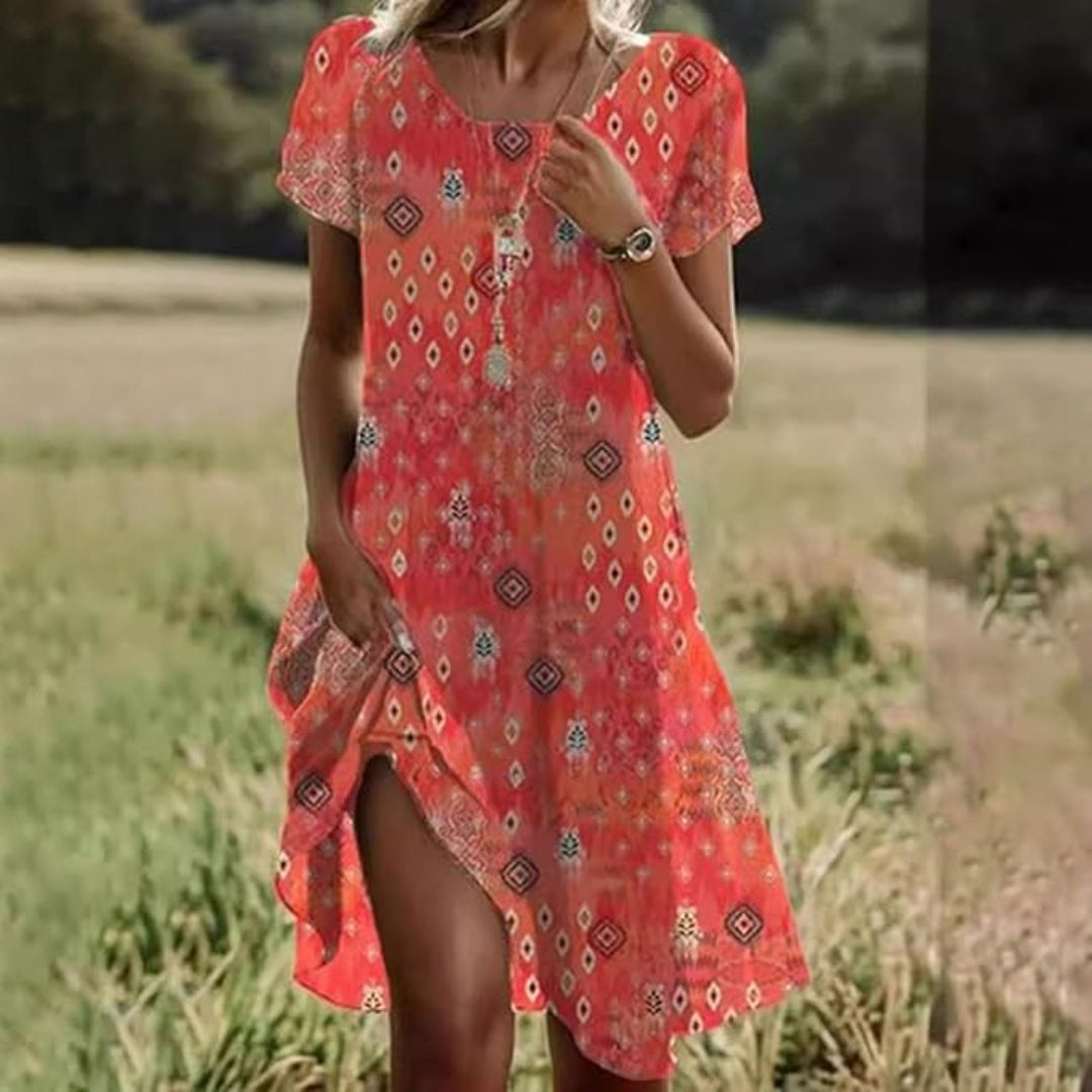 Lonneke™ | Korte Mouwen Boho Jurk