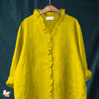 Mieke™ | Casual Shirt met Volants van Katoen en Linnen