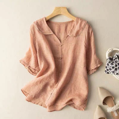 Maaike™ | Elegante Blouse met Knopen en Golvende Kraag
