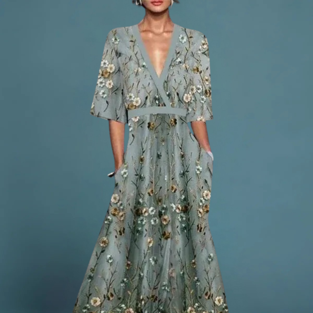 Jooske™ | Elegante Lange Jurk met Bloemen