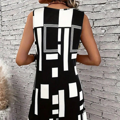 Eva™ | Geometrisch patroon mouwloze zomerjurk