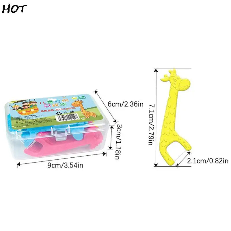40Pcs/Box Super Thin Floss Stick Children's Cartoon Plastic Toothpicks Family Pack Flossing Details Cleaning Teeth
