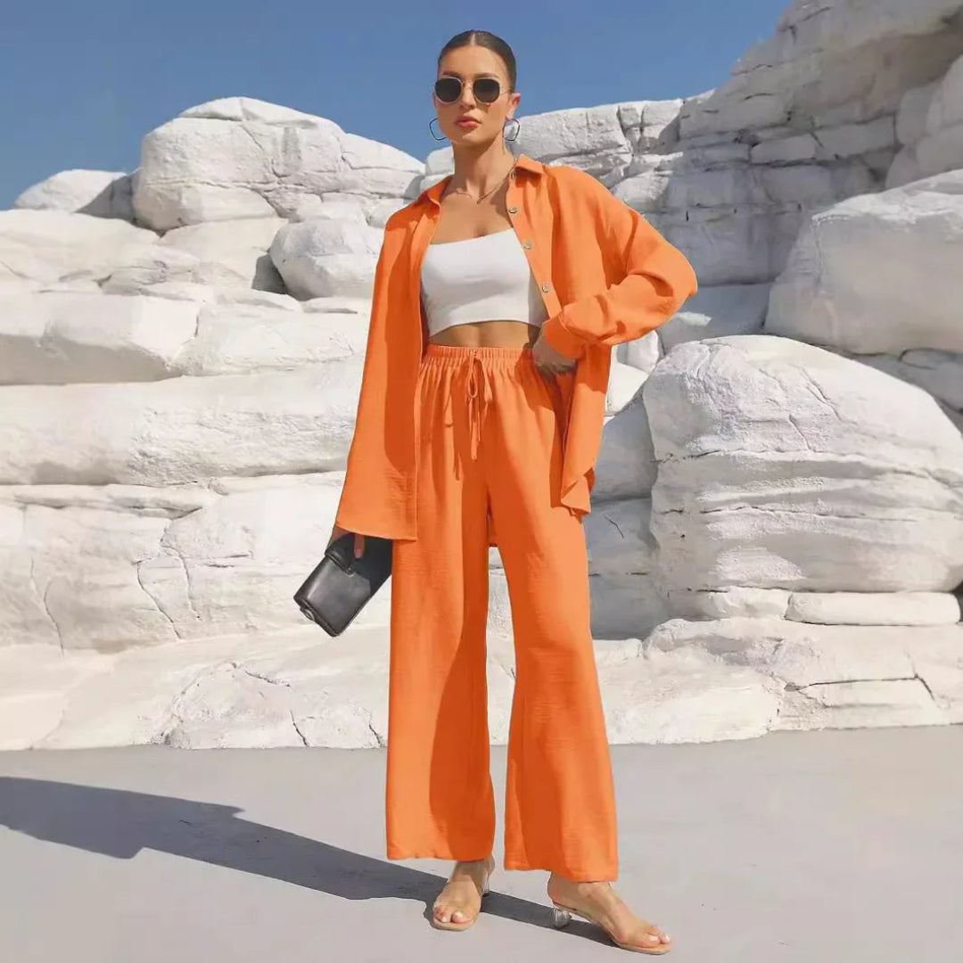 Britt™ | Loungewear Set van Linnenmix met Relaxte Pasvorm