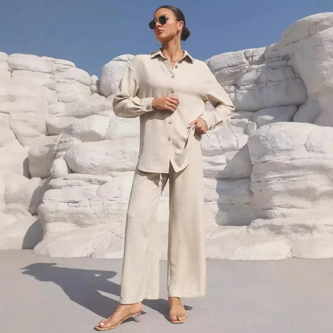 Britt™ | Loungewear Set van Linnenmix met Relaxte Pasvorm