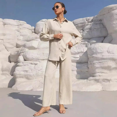 Britt™ | Loungewear Set van Linnenmix met Relaxte Pasvorm