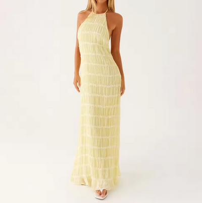 Mijke™ | Elegante Halter-Maxikleed met Open Rug