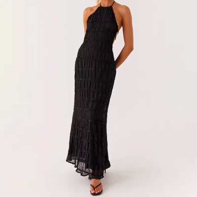 Mijke™ | Elegante Halter-Maxikleed met Open Rug