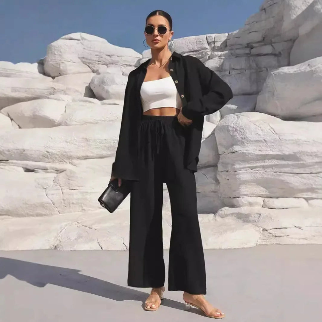 Britt™ | Loungewear Set van Linnenmix met Relaxte Pasvorm