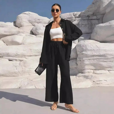 Britt™ | Loungewear Set van Linnenmix met Relaxte Pasvorm