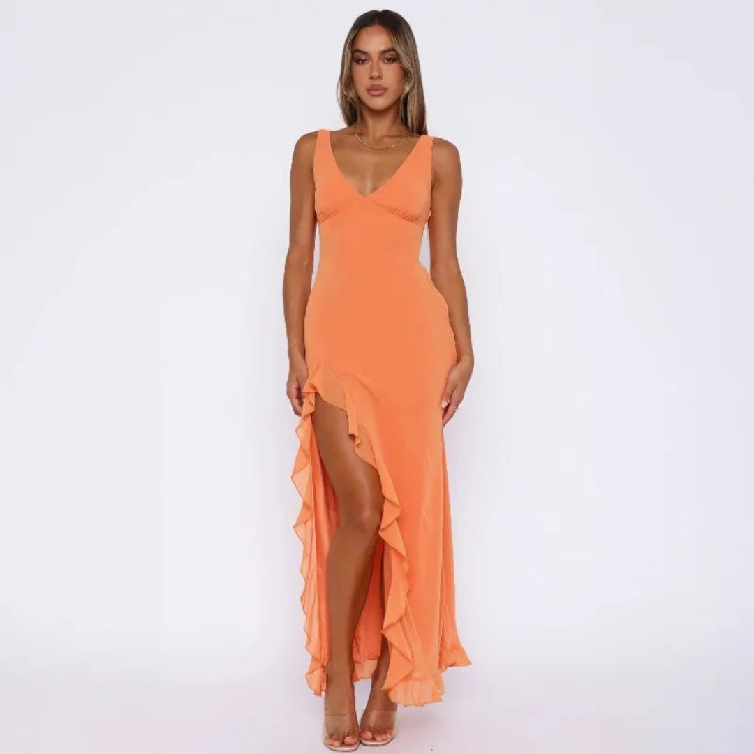 Nel™ | Ruffle Mouwloze Cocktail Jurk