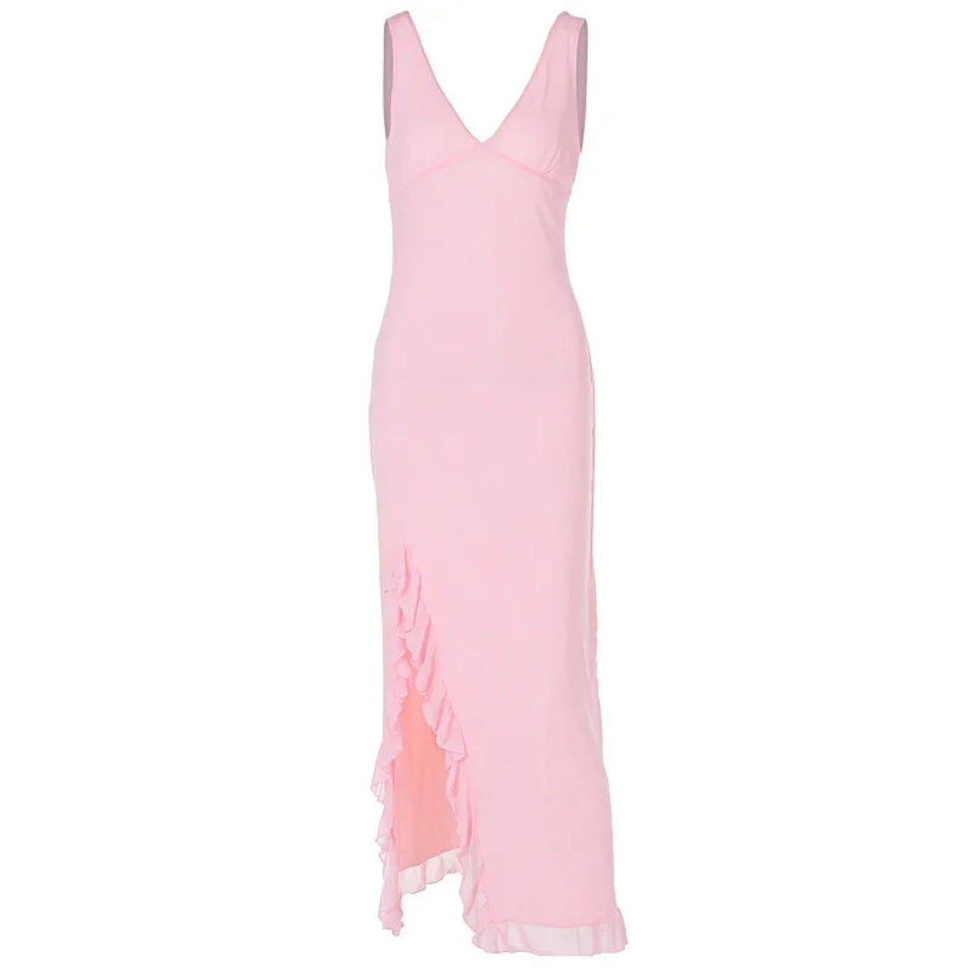 Nel™ | Ruffle Mouwloze Cocktail Jurk