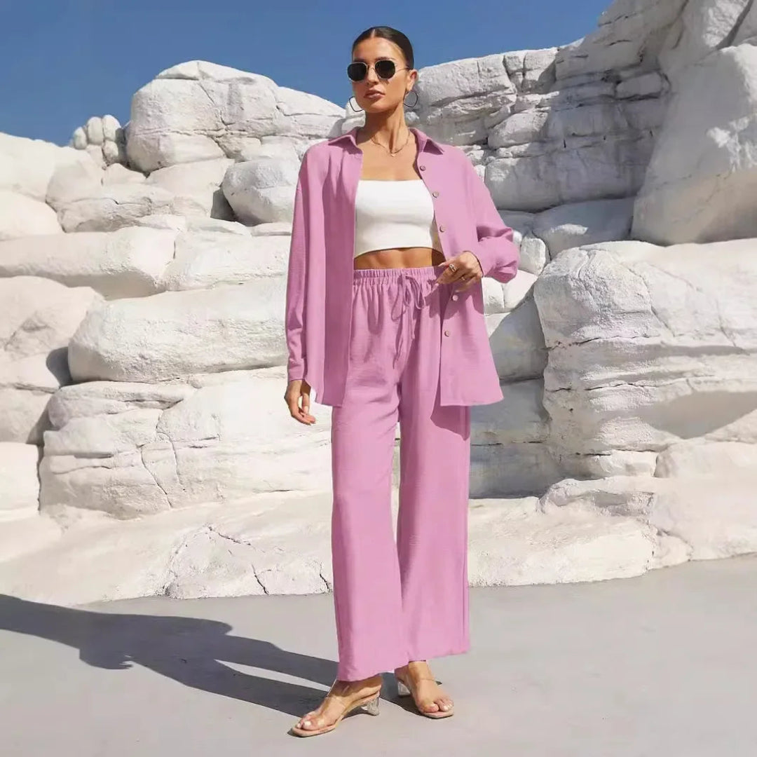 Britt™ | Loungewear Set van Linnenmix met Relaxte Pasvorm