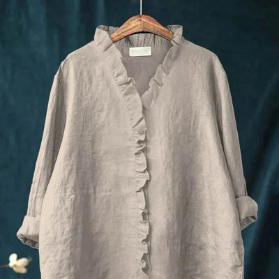 Mieke™ | Casual Shirt met Volants van Katoen en Linnen