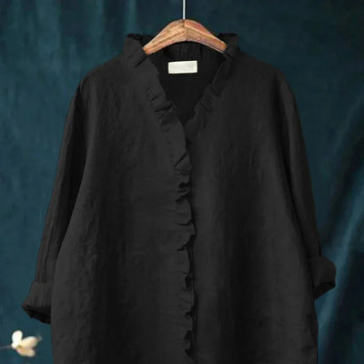 Mieke™ | Casual Shirt met Volants van Katoen en Linnen