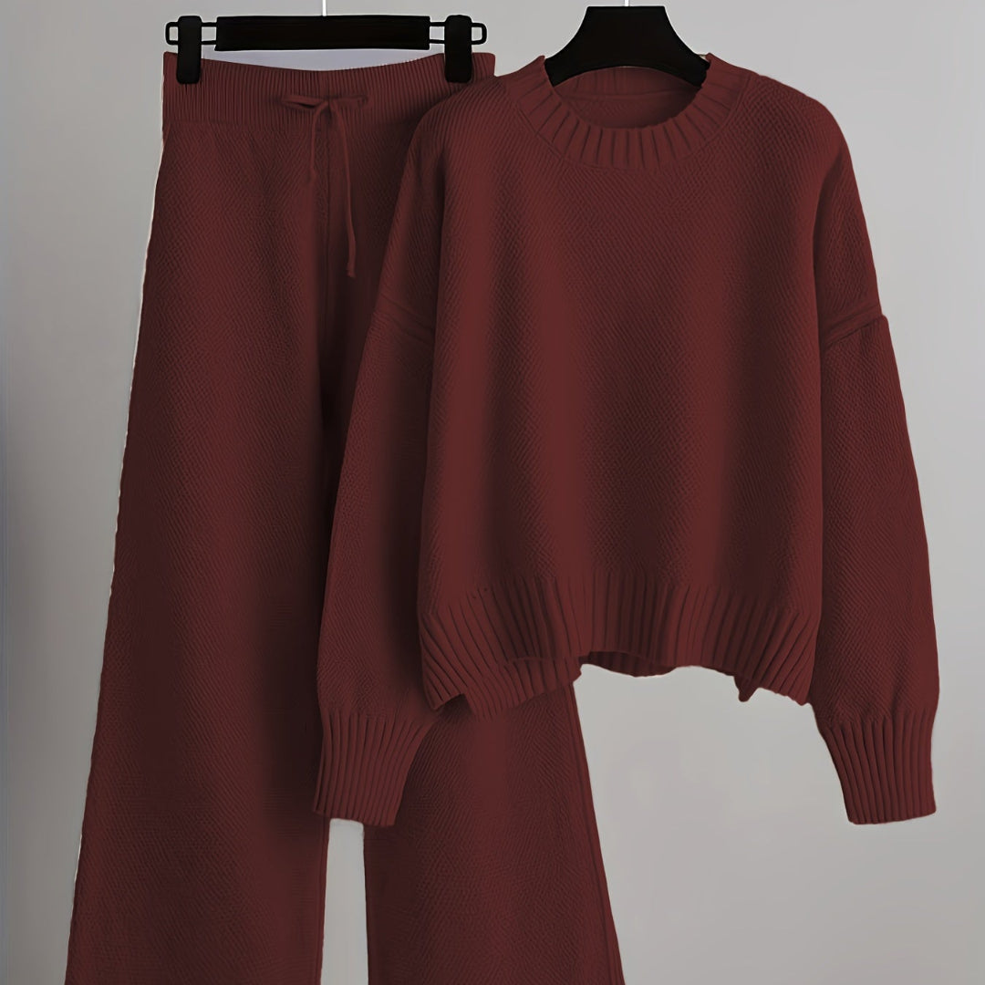 Fien™ | Gebreide Trui en Brede Pantalon Set