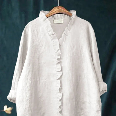 Mieke™ | Casual Shirt met Volants van Katoen en Linnen