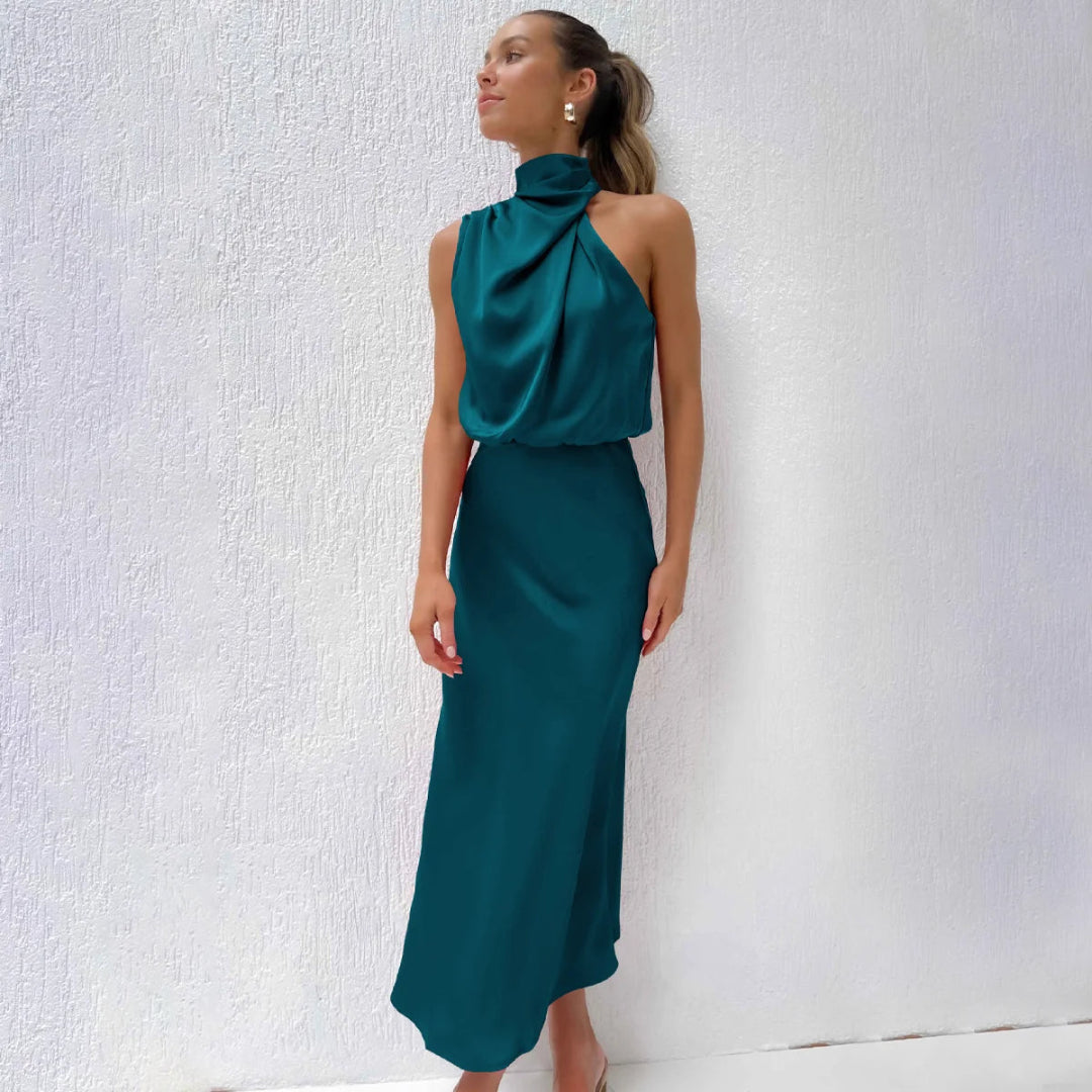 Elke™ | Lange jurk met halternek