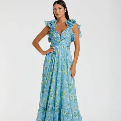 Lowiena™ | Lange jurk met bloemenprint en open rug
