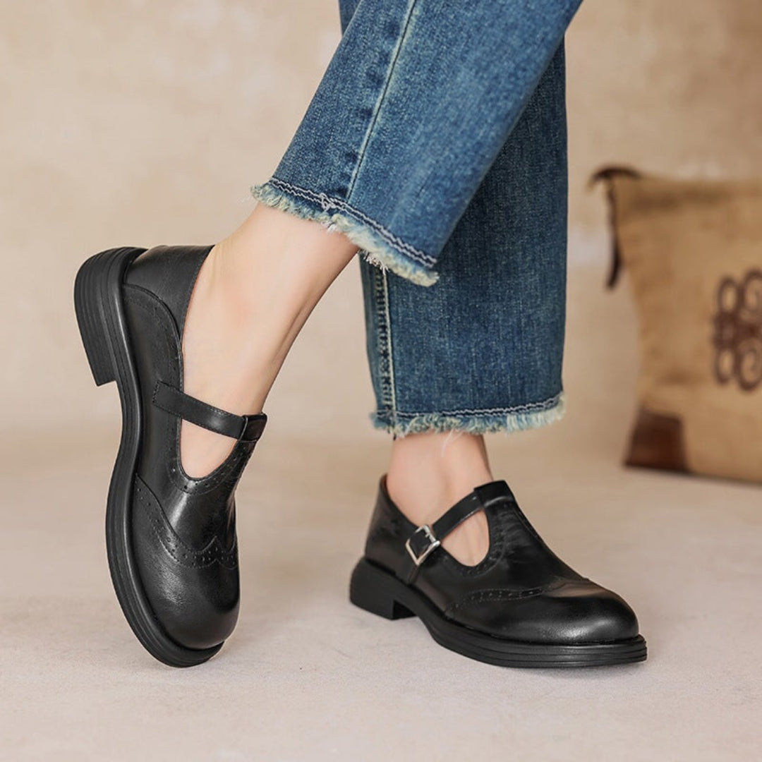 Jolijn™ | elegante mary janes van leder