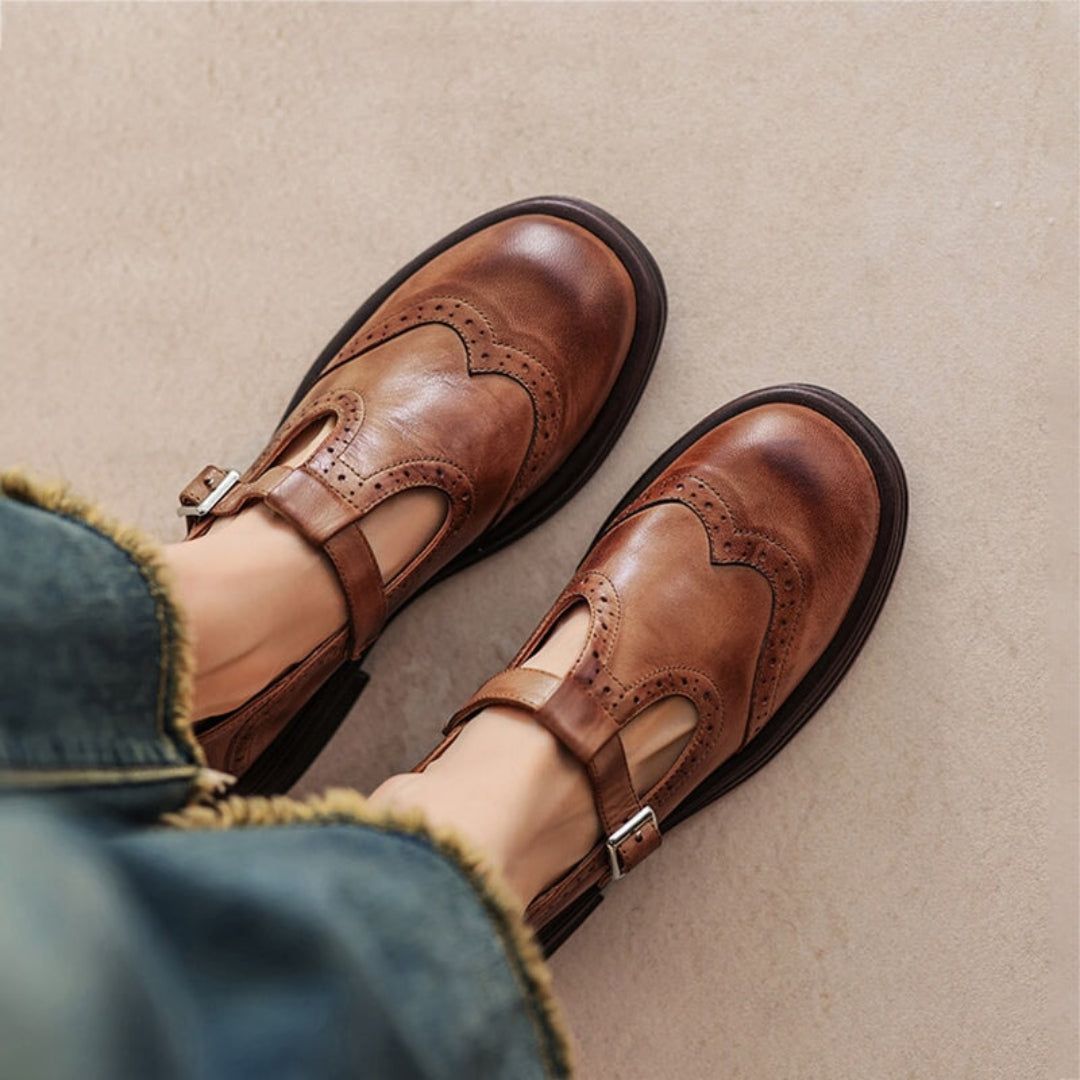 Jolijn™ | elegante mary janes van leder