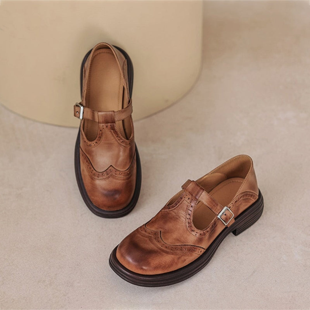 Jolijn™ | elegante mary janes van leder